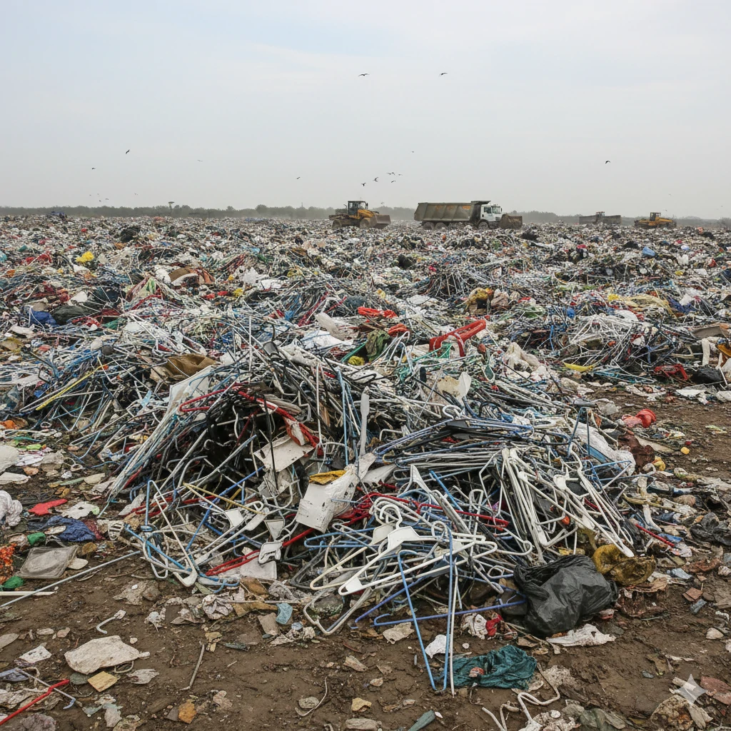 Cabides descartados em aterro - cabides reciclados cabilavi 
