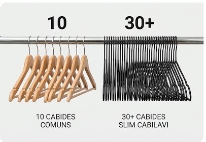 cabides normais x cabides cabilavi - otimização de espaço