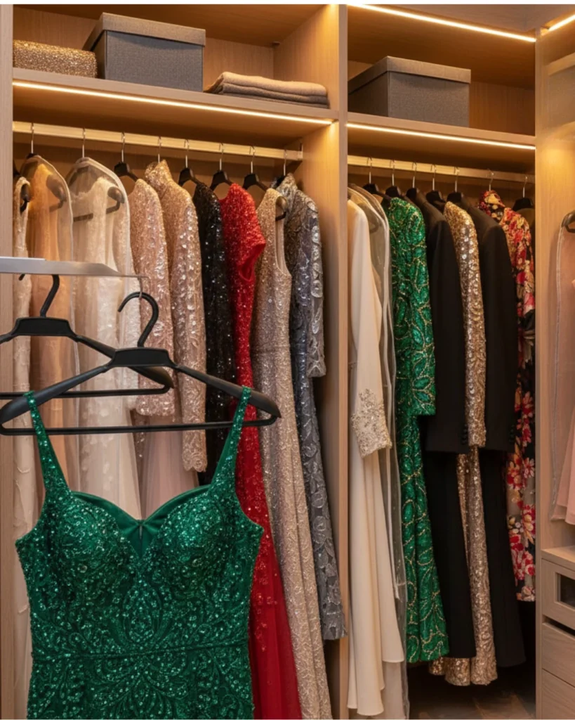 Organizar closet pós-festa - cabides para roupas de festas - cabilavi