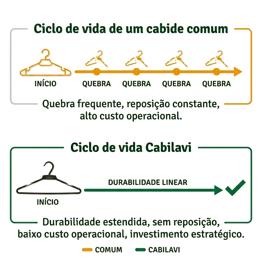 Investimento Operacional - cabide comum X Cabide Cabilavi