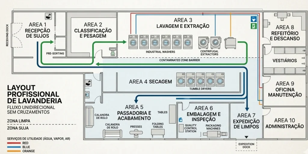 ideia de Layout planta baixa de lavanderia profissional - cabilavi